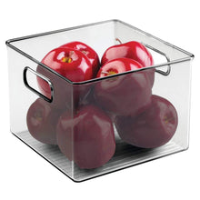 Load image into Gallery viewer, Order now mdesign plastic food storage container bin with handles for kitchen pantry cabinet fridge freezer cube organizer for snacks produce vegetables pasta bpa free 8 pack clear