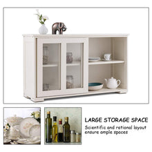 Load image into Gallery viewer, Related costzon kitchen storage sideboard antique stackable cabinet for home cupboard buffet dining room cream white with sliding door window