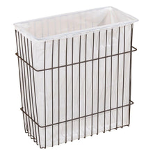 Load image into Gallery viewer, Kitchen mdesign metal wire wall mount kitchen storage organizer basket trash can for cabinet and pantry doors holds bags tin foil wax paper saran wrap solid steel bronze