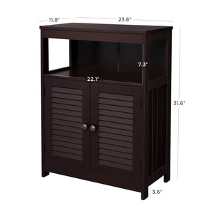 Amazon vasagle bathroom storage floor cabinet free standing cabinet with double shutter door and adjustable shelf brown ubbc40br