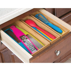 Online shopping mdesign bamboo kitchen cabinet drawer organizer stackable tray bin eco friendly multipurpose use in drawers on countertops shelves or in pantry 15 long 6 pack natural wood finish