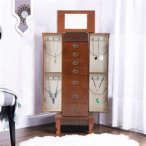 Select nice fdw jewelry cabinet jewelry chest jewelry armoire wood jewelry box storage stand organizer with side doors 7 drawers makeup mirror