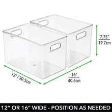 Load image into Gallery viewer, Products mdesign deep plastic home storage organizer bin for cube furniture shelving in office entryway closet cabinet bedroom laundry room nursery kids toy room 12 x 8 x 8 4 pack clear