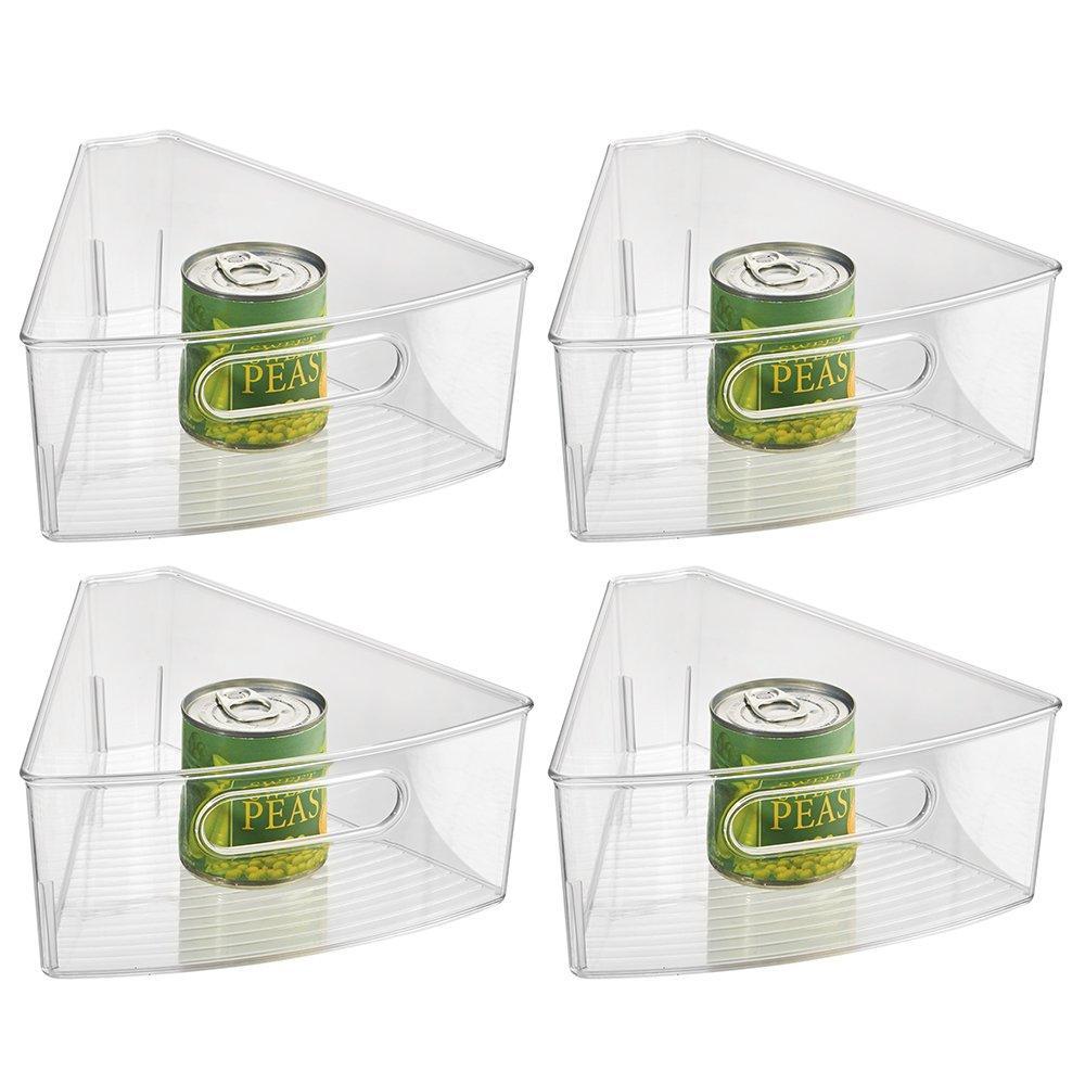Amazon best interdesign plastic lazy susan cabinet storage bin 1 8 wedge container for kitchen pantry counter bpa free 10 25 x 9 5 x 4 set of 4 clear