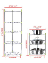 Load image into Gallery viewer, Purchase uheng 5 tier adjustable kitchen cabinet pantry pan and pot lid organizer rack holder houseware cookware holders storage stainless steel dia 13 7 x h 38 5
