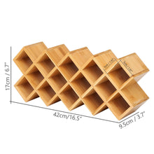 Load image into Gallery viewer, Try criss cross 18 jar bamboo countertop spice rack organizer kitchen cabinet cupboard wall mount door spice storage fit for round and square spice bottles free standing for counter cabinet or drawers