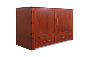 Shop for emurphybed com daily delight charging station gel infused mattress solid wood murphy cabinet chest bed queen cherry