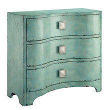 Load image into Gallery viewer, Storage madison park fulton accent chest wood living room 3 drawer storage unit cracked antique blue teal antique rustic style floor cabinet