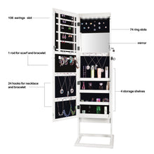 Load image into Gallery viewer, Explore bonnlo cheval jewelry armoire stable square freestanding with 6 leds with 4 adjustable angle tilting lockable heavy duty bedroom makeup mirror cabinet organizer closet xmas new year gift