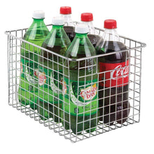 Load image into Gallery viewer, Related mdesign farmhouse decor metal wire food storage organizer bin basket with handles for kitchen cabinets pantry bathroom laundry room closets garage 12 x 9 x 8 2 pack chrome