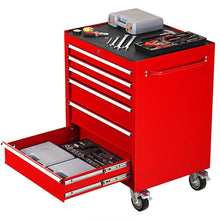 Load image into Gallery viewer, Buy now goplus 30 x 24 5 tool box cart portable 6 drawer rolling storage cabinet multi purpose tool chest steel garage toolbox organizer with wheels and keyed locking system classic red