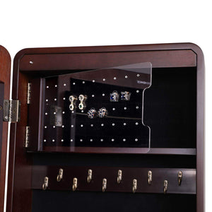 The best songmics 8 leds jewelry cabinet armoire with beveled edge mirror gorgeous jewelry organizer large capacity brown patented ujjc89k