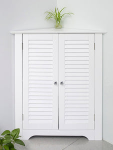 (NEW FOR SALE )Merax&reg; Corner Cabinet Double Door Floor Bathroom Storage Cabinet Triangle Design, White
