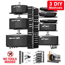 Load image into Gallery viewer, Get pot rack organizers g ting 8 tiers pots and pans organizer adjustable pot lid holders pan rack for kitchen counter and cabinet lid organizer for pots and pans with 3 diy methods2019 upgraded