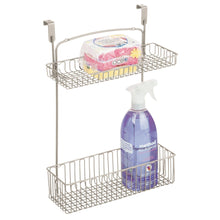 Load image into Gallery viewer, Order now mdesign metal farmhouse over cabinet kitchen storage organizer holder or basket hang over cabinet doors in kitchen pantry holds dish soap window cleaner sponges satin