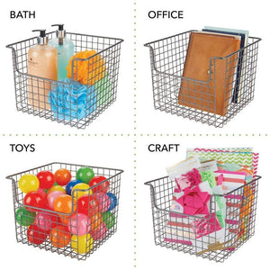 Budget mdesign metal wire open front organizer basket for kitchen pantry cabinet shelf holds canned goods baking supplies boxed food mixes fruits vegetables snacks 10 wide 4 pack graphite gray