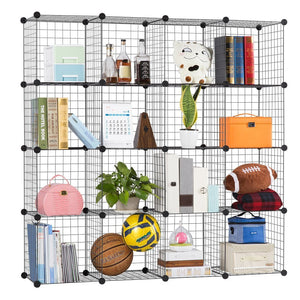 Order now langria metal wire storage cubes modular shelving grids diy closet organization system bookcase cabinet 16 regular cube