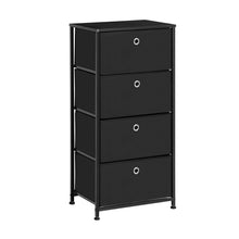 Load image into Gallery viewer, Latest songmics 4 tier dresser drawer unit cabinet with 4 easy pull fabric drawers storage organizer with metal frame and wooden tabletop for living room closet hallway black ults04h