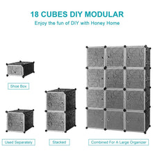 Load image into Gallery viewer, Best seller  honey home diy modular shelving storage organizer 18 cube extra large portable wardrobe with clothes rod 12 cubes organizing cabinet 6 cubes shoe rack