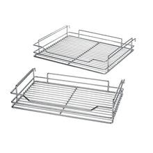 Load image into Gallery viewer, Shop here 34 6x21 3x8 3 in under cabinet pull out chrome 4 tier wire basket organizer cabinet dish rack shelves bowl utensils holder full pullout set gray bottom