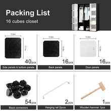 Load image into Gallery viewer, Shop honey home modular plastic storage cube closet organizers portable diy wardrobes cabinet shelving with doors for bedroom office 16 cubes black white