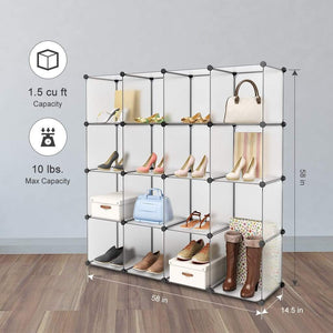 Save langria 16 cube modular clothes shelving storage organizer diy plastic shoe rack cabinet translucent white