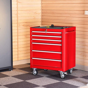Discover goplus 30 x 24 5 tool box cart portable 6 drawer rolling storage cabinet multi purpose tool chest steel garage toolbox organizer with wheels and keyed locking system classic red