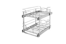 Load image into Gallery viewer, Storage organizer rev a shelf 5wb2 1522 cr 15 in w x 22 in d base cabinet pull out chrome 2 tier wire basket