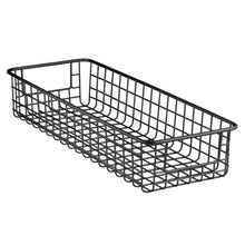 Load image into Gallery viewer, Best mdesign household wire drawer organizer tray storage organizer bin basket built in handles for kitchen cabinets drawers pantry closet bedroom bathroom 16 x 6 x 3 4 pack matte black
