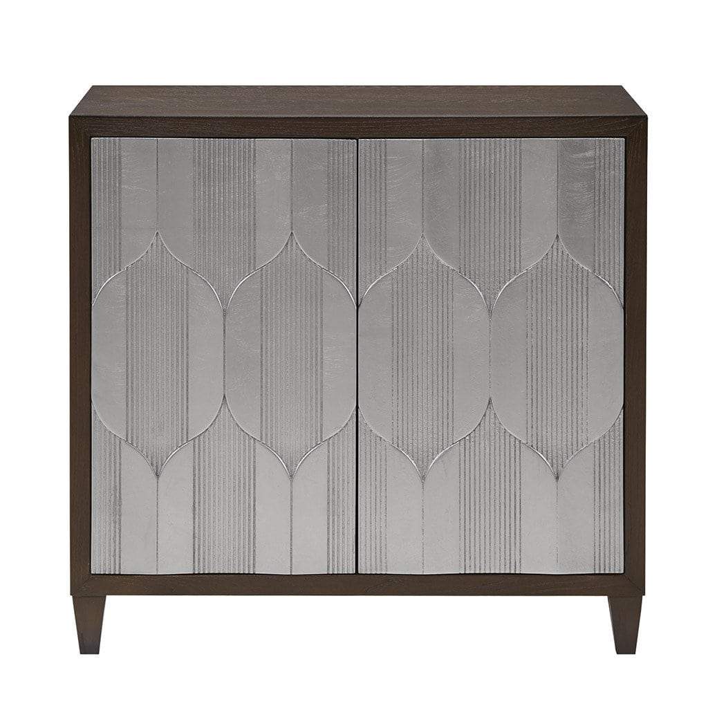 Organize with madison park mp130 0657 leah storage cabinet modern transitional luxe double door design solid wood legs living room furniture accent chest 34 25 tall silver