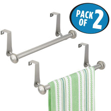 Load image into Gallery viewer, Best seller  mdesign vintage metal decorative kitchen sink over cabinet steel metal towel bars storage and organization drying rack for hanging hand dish tea towels 10 5 wide pack of 2 satin