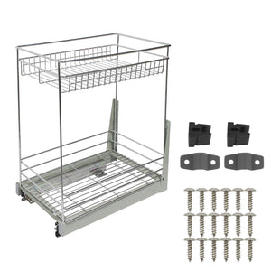 Featured 17 3x11 8x20 7 cabinet pull out chrome wire basket organizer 2 tier cabinet spice rack shelves bowl pan pots holder full pullout set