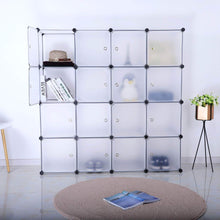 Load image into Gallery viewer, Budget bastuo 16 cubes diy storage cabinet clothes wardrobe closet bookcase shelf baskets modular cubes closet for toys books clothes white with doors