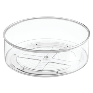 Top mdesign plastic lazy susan spinning food storage turntable for cabinet pantry refrigerator countertop spinning organizer for spices condiments baking supplies 9 round 2 pack clear