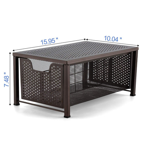 Kitchen bextsware stackable multi function under sink cabinet sliding basket organizer drawer extra large capacity space saving bronze