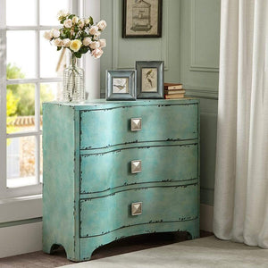 Top madison park fulton accent chest wood living room 3 drawer storage unit cracked antique blue teal antique rustic style floor cabinet