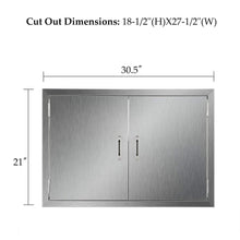 Load image into Gallery viewer, Discover the co z outdoor kitchen doors 304 brushed stainless steel double bbq access doors for outdoor kitchen commercial bbq island grilling station outside cabinet barbeque grill built in 30 5w x 21h