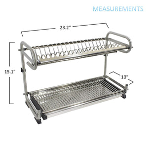 Discover the 23 2 kitchen dish rack 2 tier stainless steel cabinet rack wall mounted with drainboard set dish bowl cup holder 23 2 inch