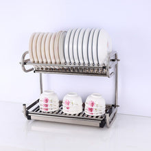 Load image into Gallery viewer, Purchase 2 tier kitchen cabinet dish rack 19 3 wall mounted stainless steel dish rack steel dishes drying rack plates organizer rubber leg protector with drain board