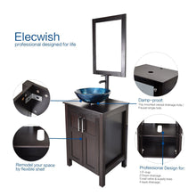 Load image into Gallery viewer, The best elecwish usba20090 usba20077 bathroom vanity and sink combo stand cabinet and tempered blue glass vessel sink orb faucet and pop up drain mirror mounting ring