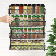 Load image into Gallery viewer, Best bbbuy 4 tier spice rack organizer wall mounted country rustic chicken holder large cabinet or wall mounted wire pantry storage rack great for storing spices household stuffs