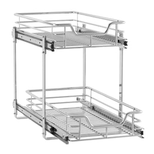 Amazon household essentials c21221 1 glidez 2 tier sliding cabinet organizer 11 5 wide chrome