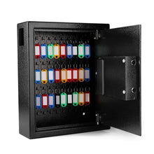 Load image into Gallery viewer, Related flexzion key cabinet with electronic digital lock wall mounted key box 40 key capacity colored tags hooks safe organizer security storage locker system for homes hotels schools businesses