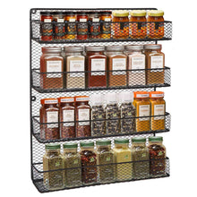 Load image into Gallery viewer, Top bbbuy 4 tier spice rack organizer wall mounted country rustic chicken holder large cabinet or wall mounted wire pantry storage rack great for storing spices household stuffs
