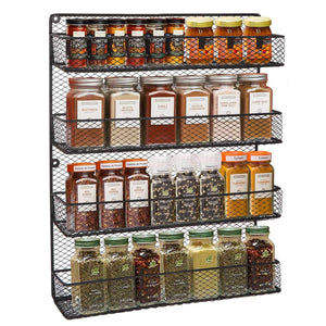 Top bbbuy 4 tier spice rack organizer wall mounted country rustic chicken holder large cabinet or wall mounted wire pantry storage rack great for storing spices household stuffs