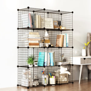 Buy tespo wire cube storage shelves book shelf metal bookcase shelving closet organization system diy modular grid cabinet 12 cubes