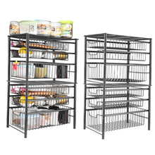 Load image into Gallery viewer, Buy now 3s sliding basket organizer drawer cabinet storage drawers under bathroom kitchen sink organizer tier black