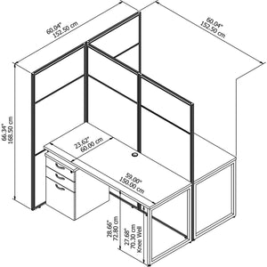 Products bush business furniture eodh46smr 03k easy office 2 person cubicle desk with file cabinets and 66h panels 60wx60h mocha cherry