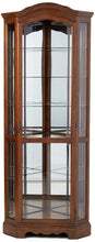 Load image into Gallery viewer, Exclusive 5 shelf corner curio cabinet medium brown and clear