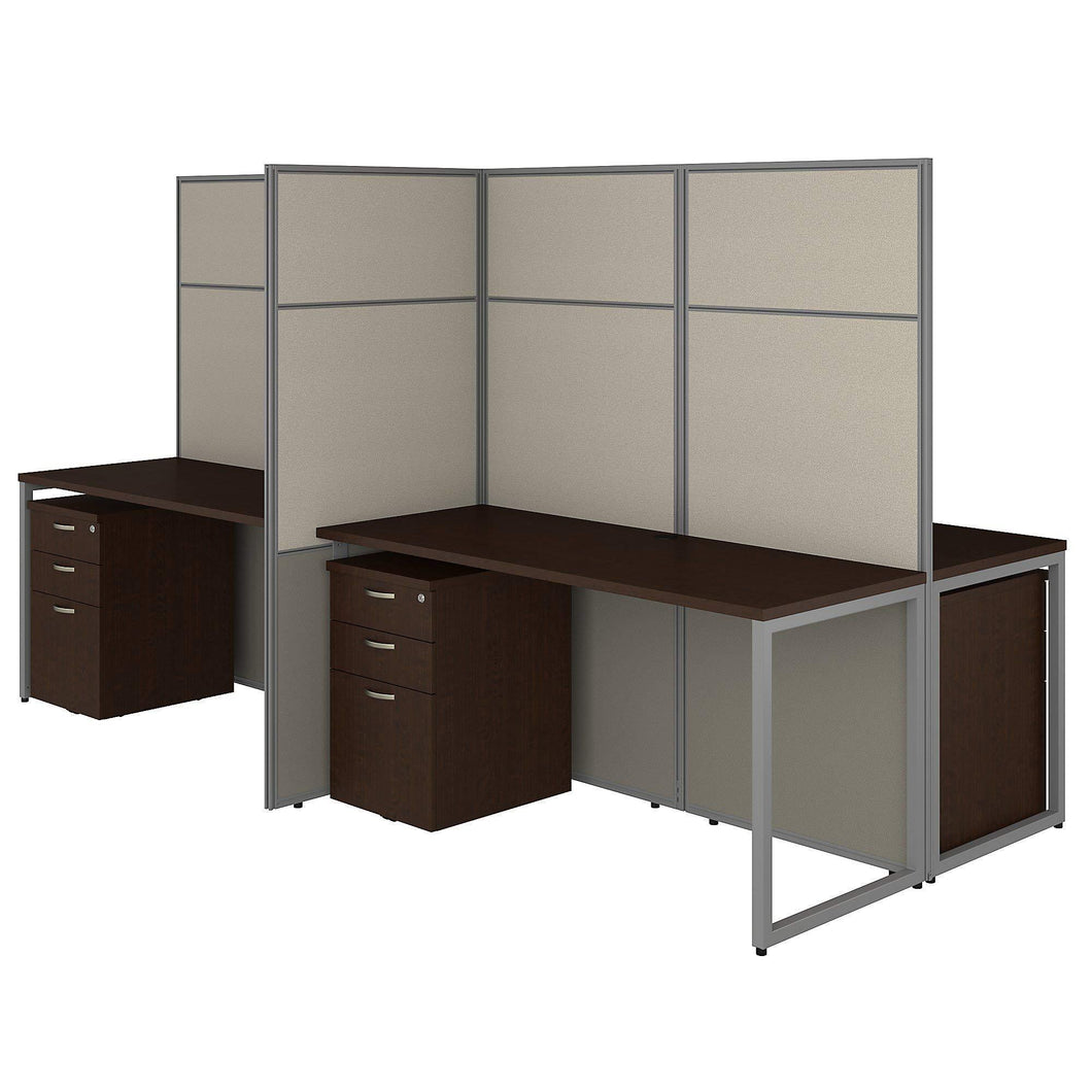 Select nice bush business furniture eodh66smr 03k easy office 4 person cubicle desk with file cabinets and 66h panels 60wx60h mocha cherry